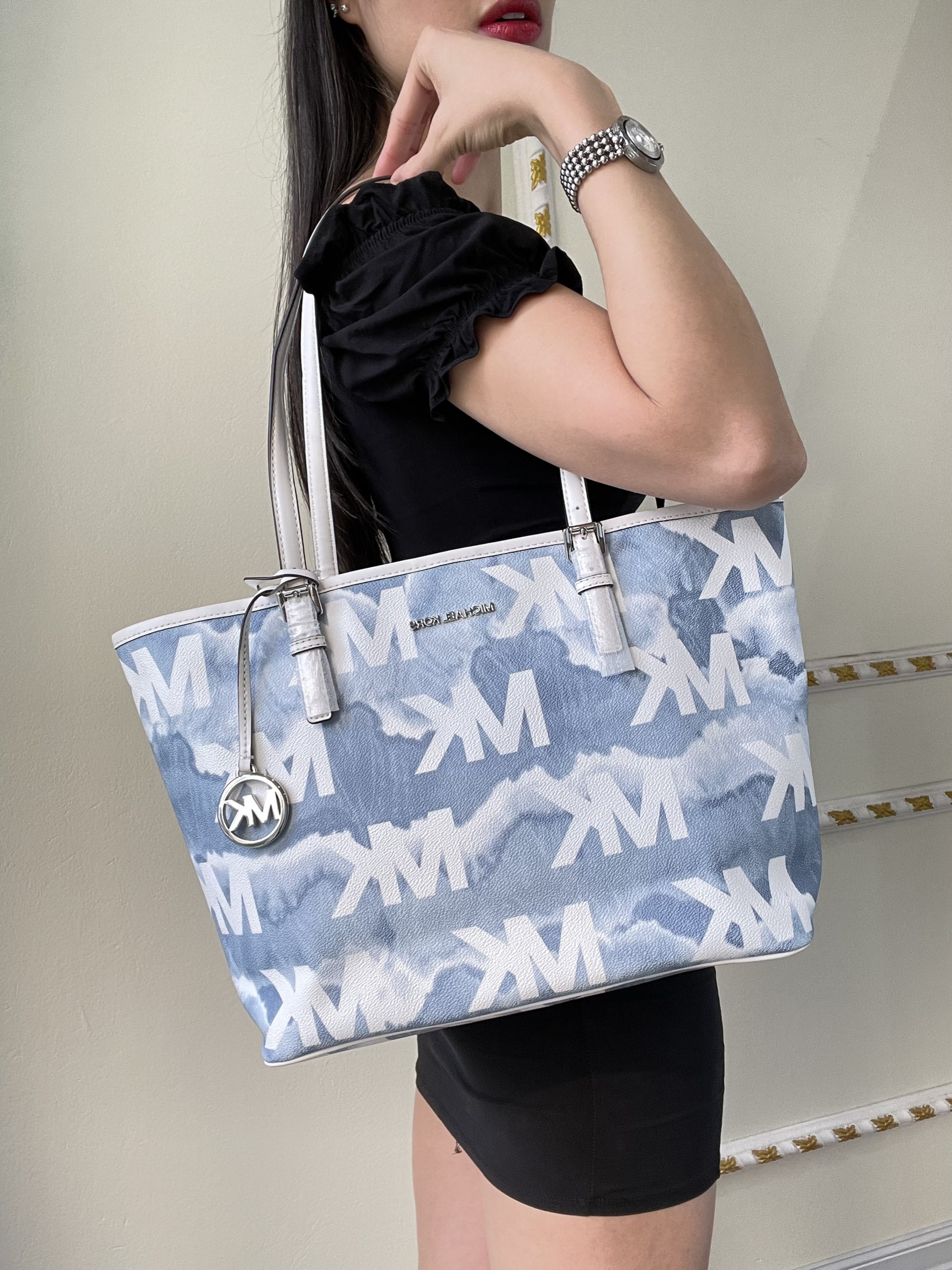 Túi MK Tote logo xanh