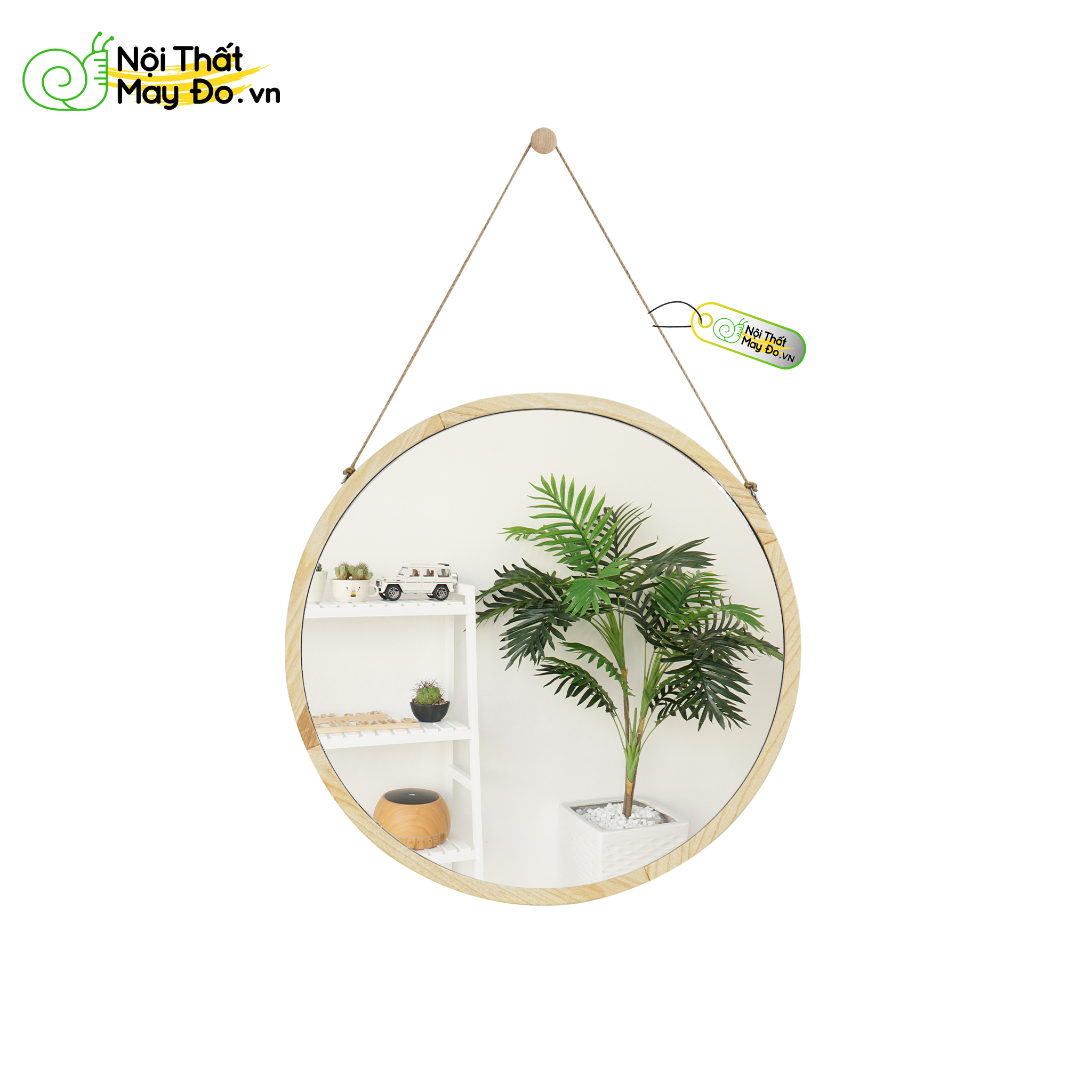 Gương Tròn Treo Tường - Circle Mirror D50 - Thiết Kế Dây Treo Sang Trọng - Đường Kính 50cm - Có 3 màu lựa chọn