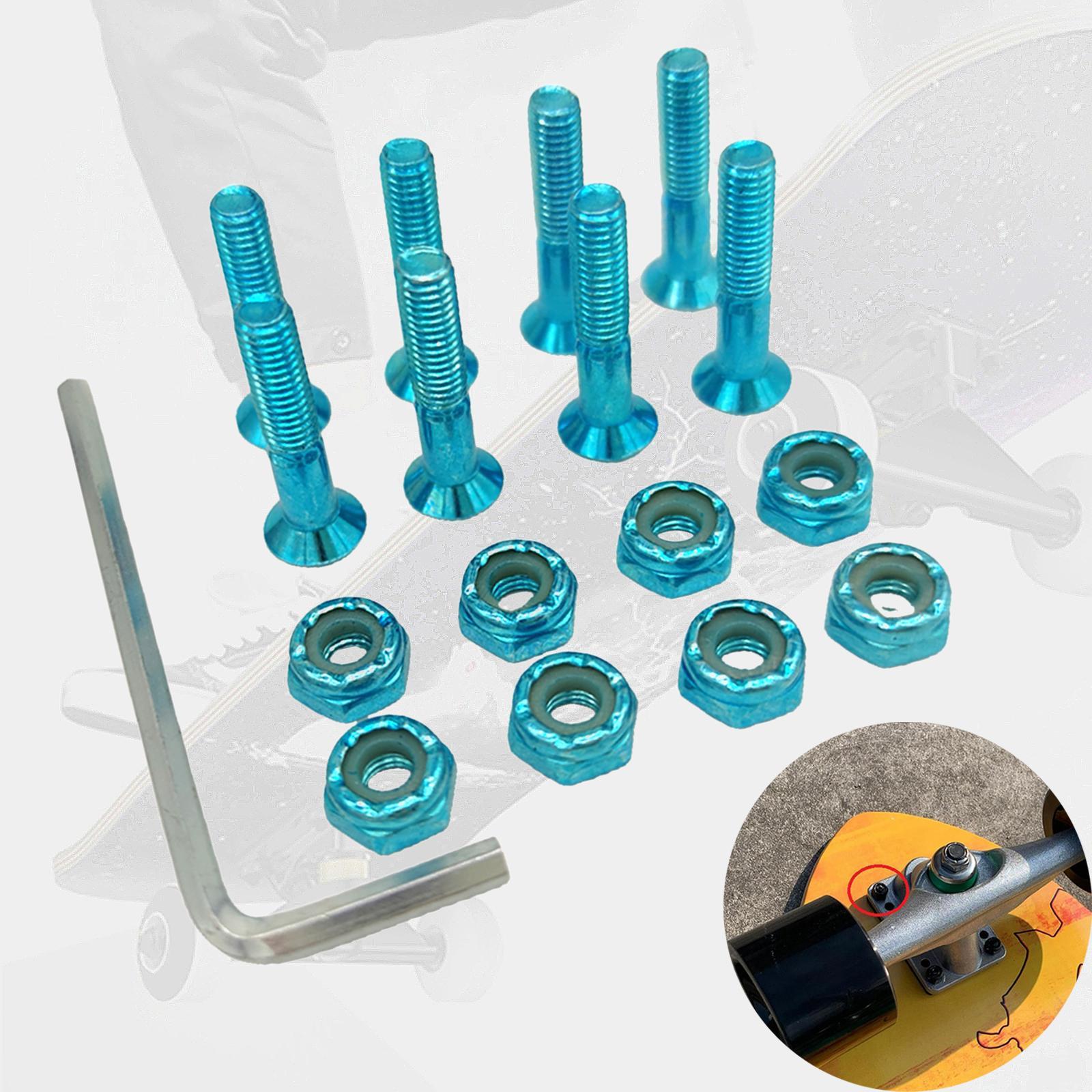 8pcs Replacement Skateboard Hardware Set Longboard Screws Accessories blue