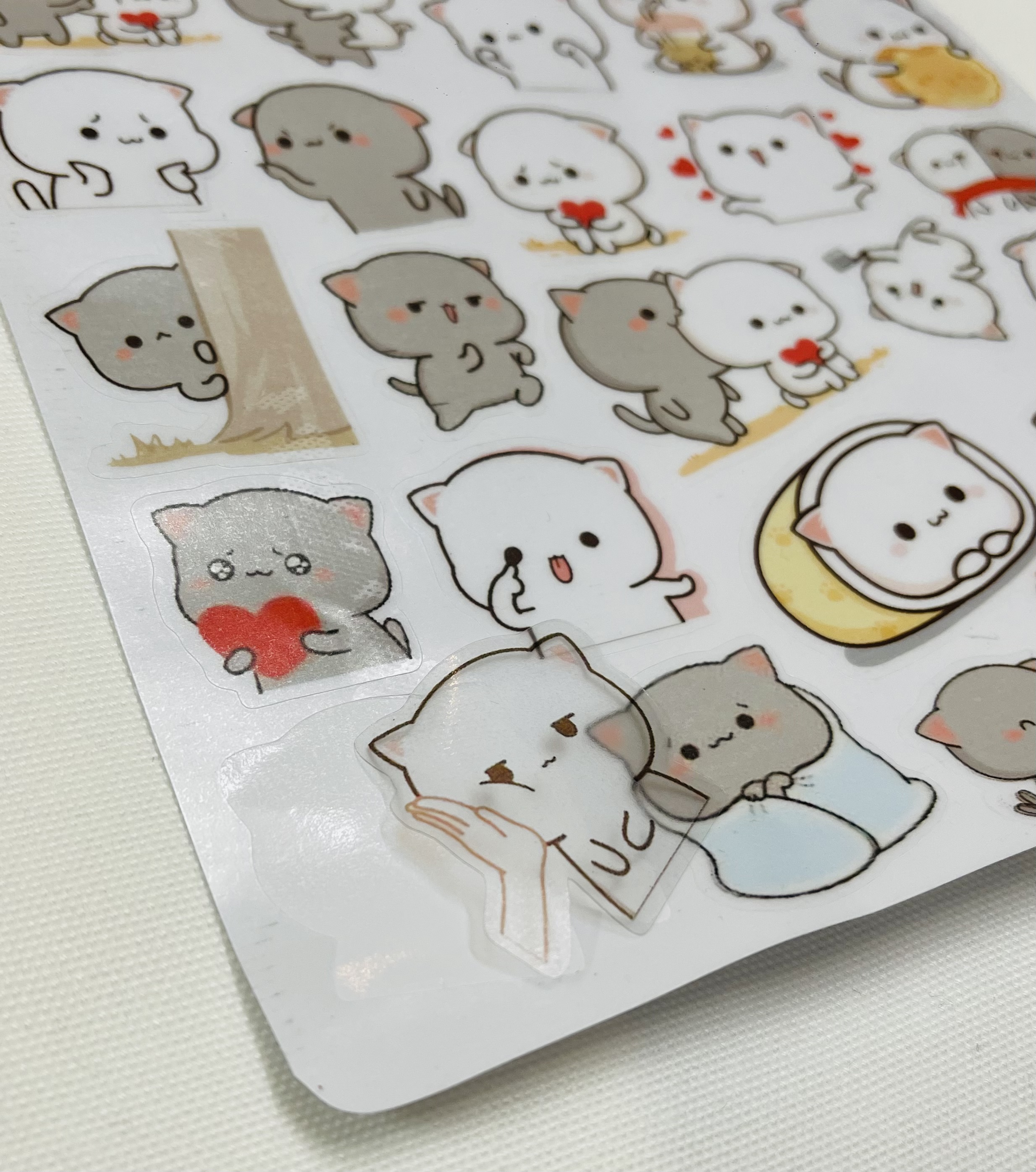 Sticker mèo Mochi trong suốt 30-60 hình khác nhau/ hình dán Mochi mèo cute trong suốt