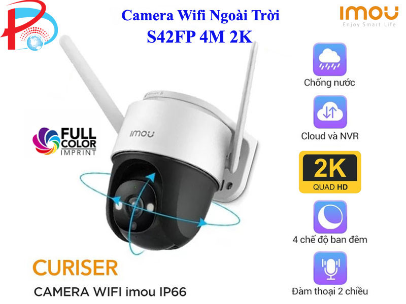 CAMERA WIFI IMOU NGOÀI TRỜI IPC-S42FP-IMOU 4MP 2K CÓ MÀU BAN ĐÊM - ĐÀM THOẠI 2 CHIỀU - HÀNG CHÍNH HÃNG