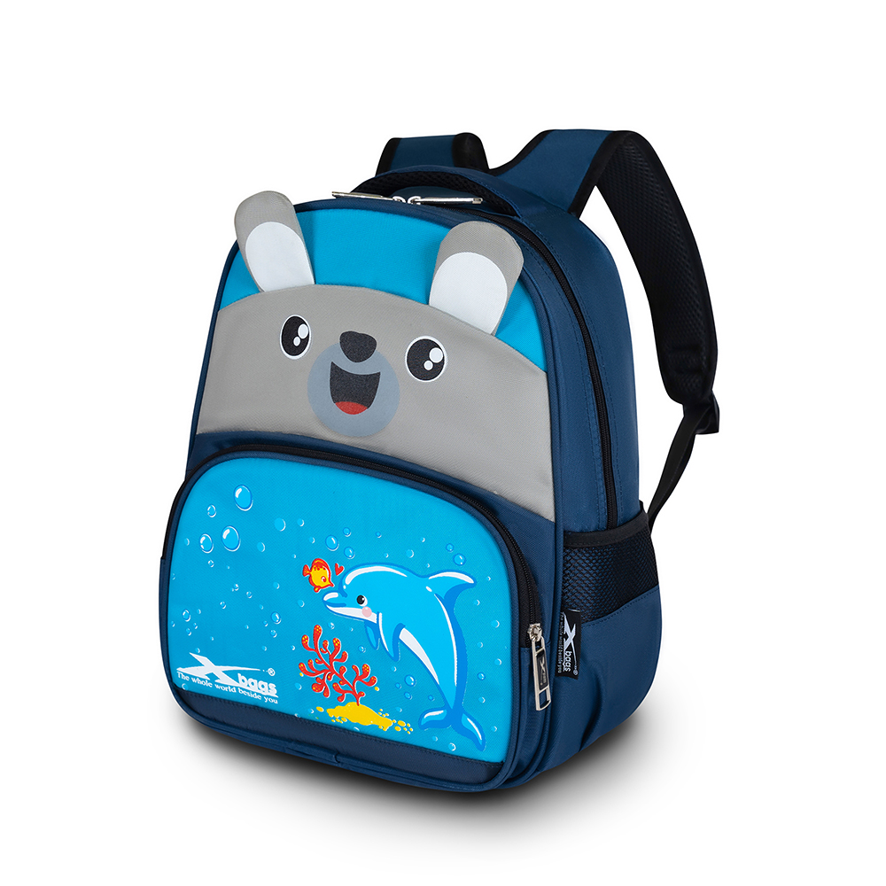 Balo mầm non chống nước cao cấp Xbags Dolphin xanh – Balo học sinh đáng yêu, nhiều ngăn tiện lợi, bền đẹp cho bé XB3020