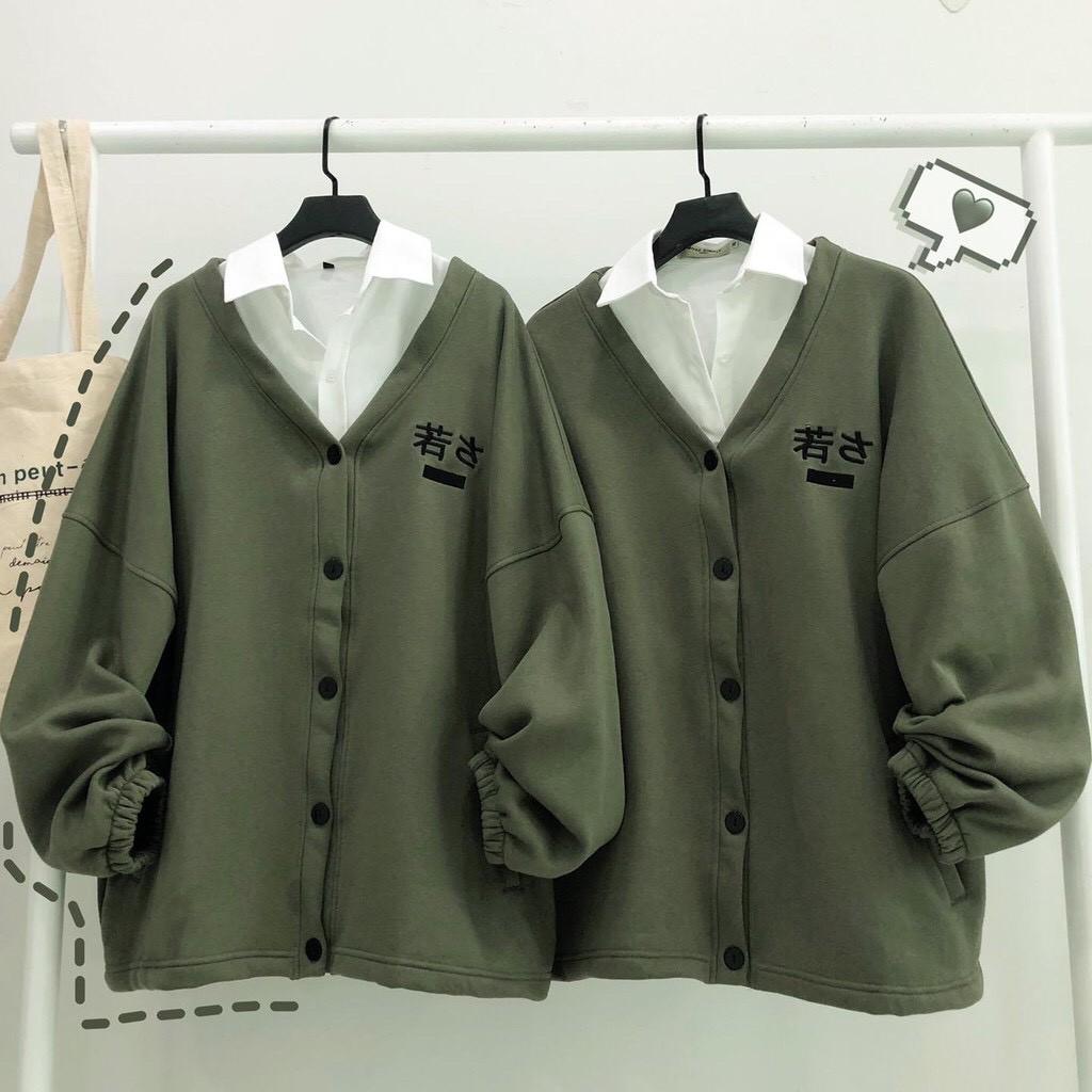 Áo khoác Cardigan Nỉ Bông CUBE THÊU TIẾNG HÀN PHONG CÁCH BLACKPINK Form Rộng Unisex Nam Nữ Ulzzang