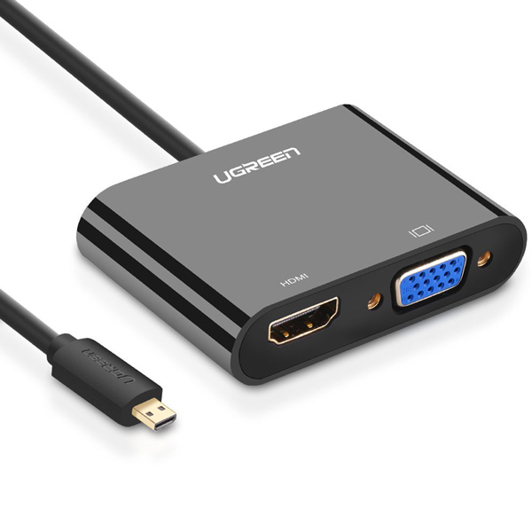 Bộ chuyển đổi micro HDMI sang HDMI và VGA dài 30 cm UGREEN 30355 - Hàng chính hãng