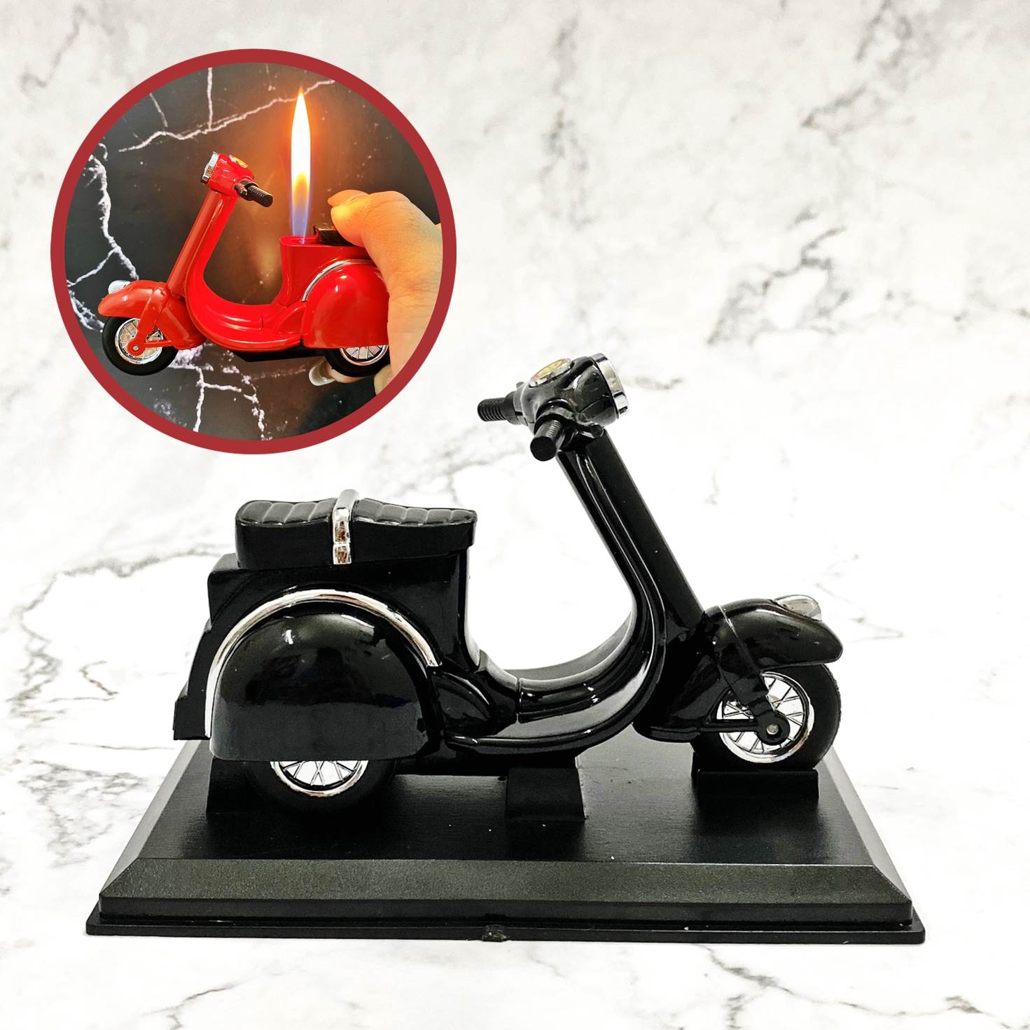 Hột quẹt bật lửa hình chiếc xe Vespa (kim loại) - (xài gas)