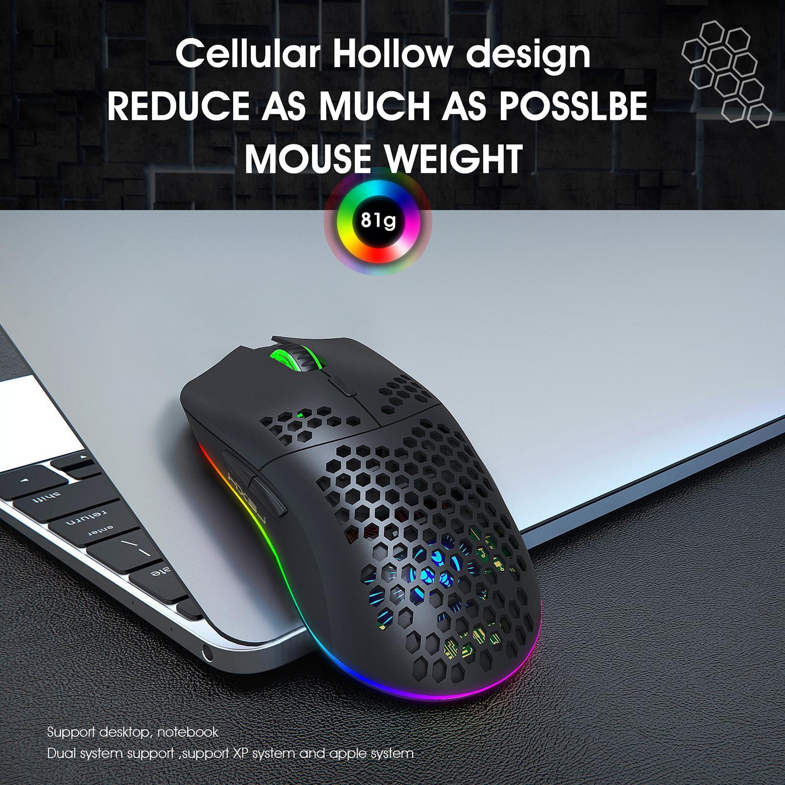 Gaming Mouse Rechargeable 7 RGB Backlit Colors 3200DPI for Office PC Desktop