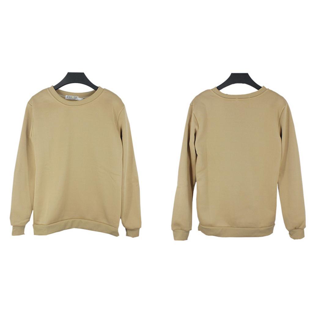 Autumn Solid Round Neck Long Sleeves Fleece Sweatshirts Unisex Loose Top