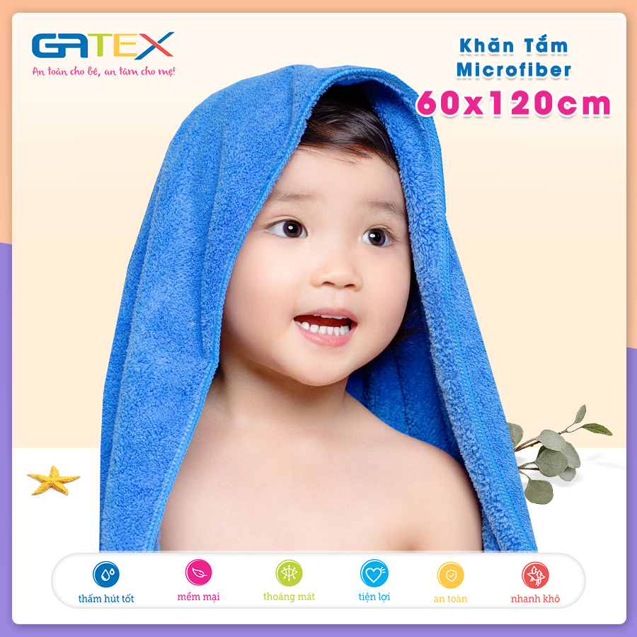 Khăn tắm 60x120cm Siêu Mềm Mịn, Siêu Thấm Hút Microfiber GATEX