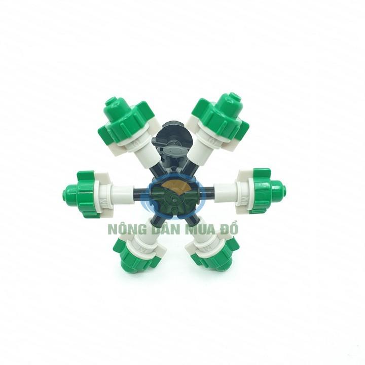 Bộ 5 Béc phun sương 6 hướng tưới cây, có van áp, chân ren 21mm
