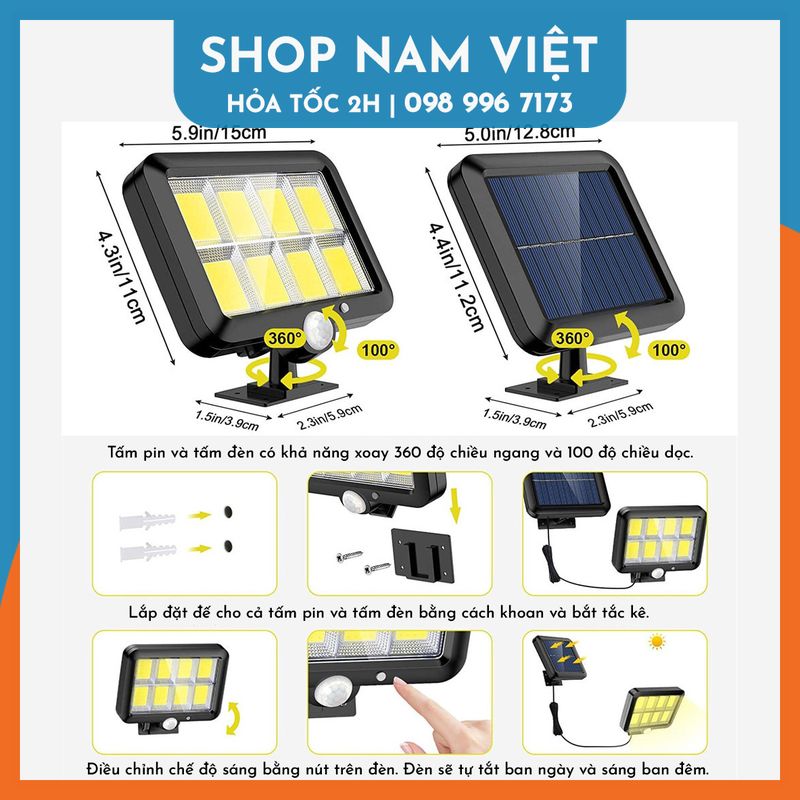 Đèn Led Chiếu Sáng Sân Vườn Năng Lượng Mặt Trời Cảm Ứng Chuyển Động