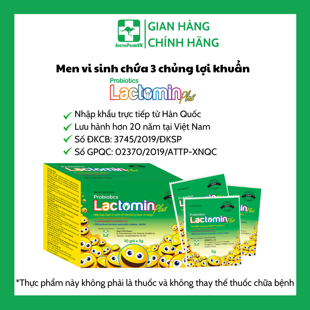 Combo 2 hộp Men Vi Sinh dạng bột thơm ngon LACTOMIN PLUS - Chính Hãng Hàn Quốc - Bổ sung 3 chủng lợi khuẩn bao vi nang