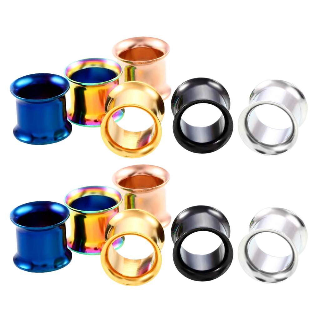2-3pack 6 Pairs Stainless Steel Ear Gauges Stretching Tunnel Plugs Piercing 6mm
