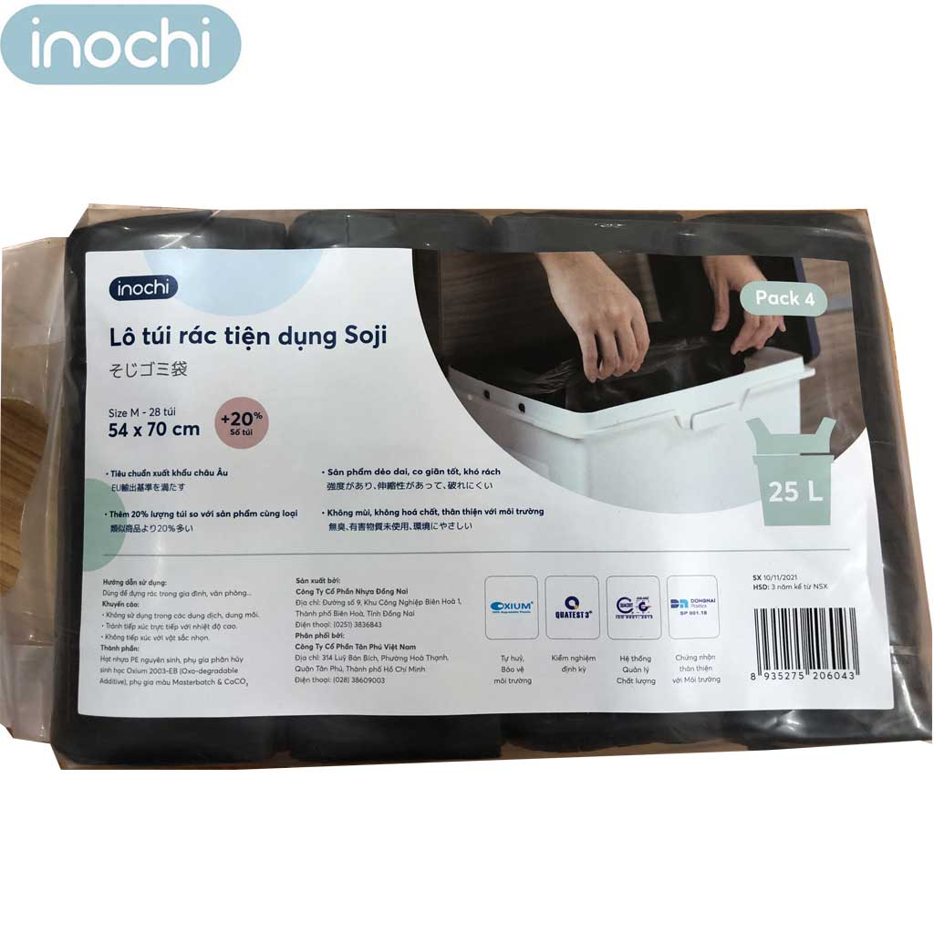 Combo 4 Túi Rác Tiện Dụng Soji 10L-25L-50L Siêu Dai Hàng Xuất Nhật , EU - Chính hãng inochi