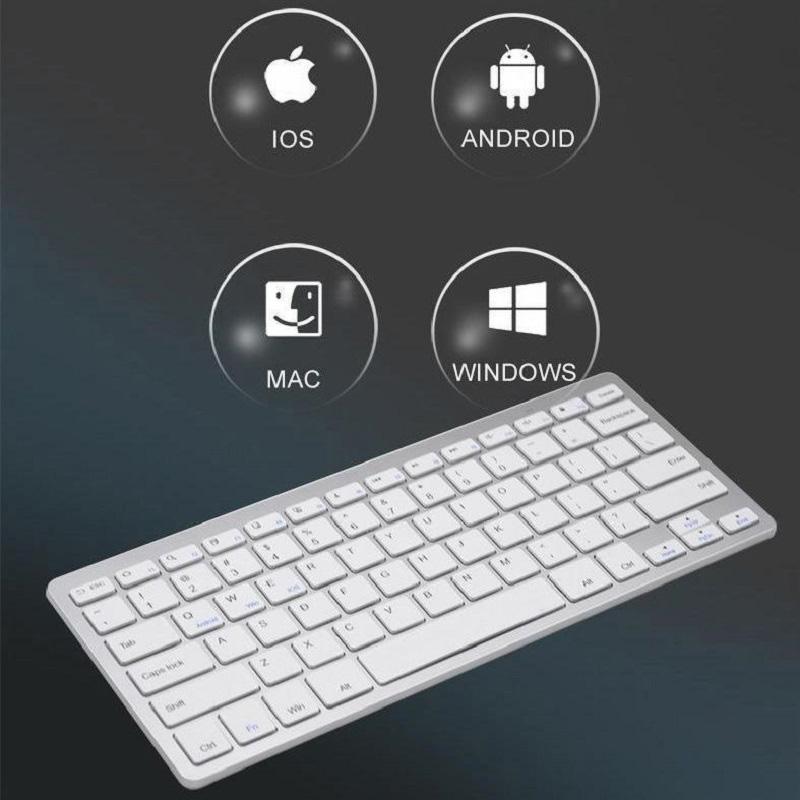 Nga Bàn Phím Bluetooth Mini Chuột Không Dây Di Động Cho Máy Tính Bảng/Laptop/Điện Thoại Thông Minh, hỗ Trợ IOS/Windows/Android, Bạc