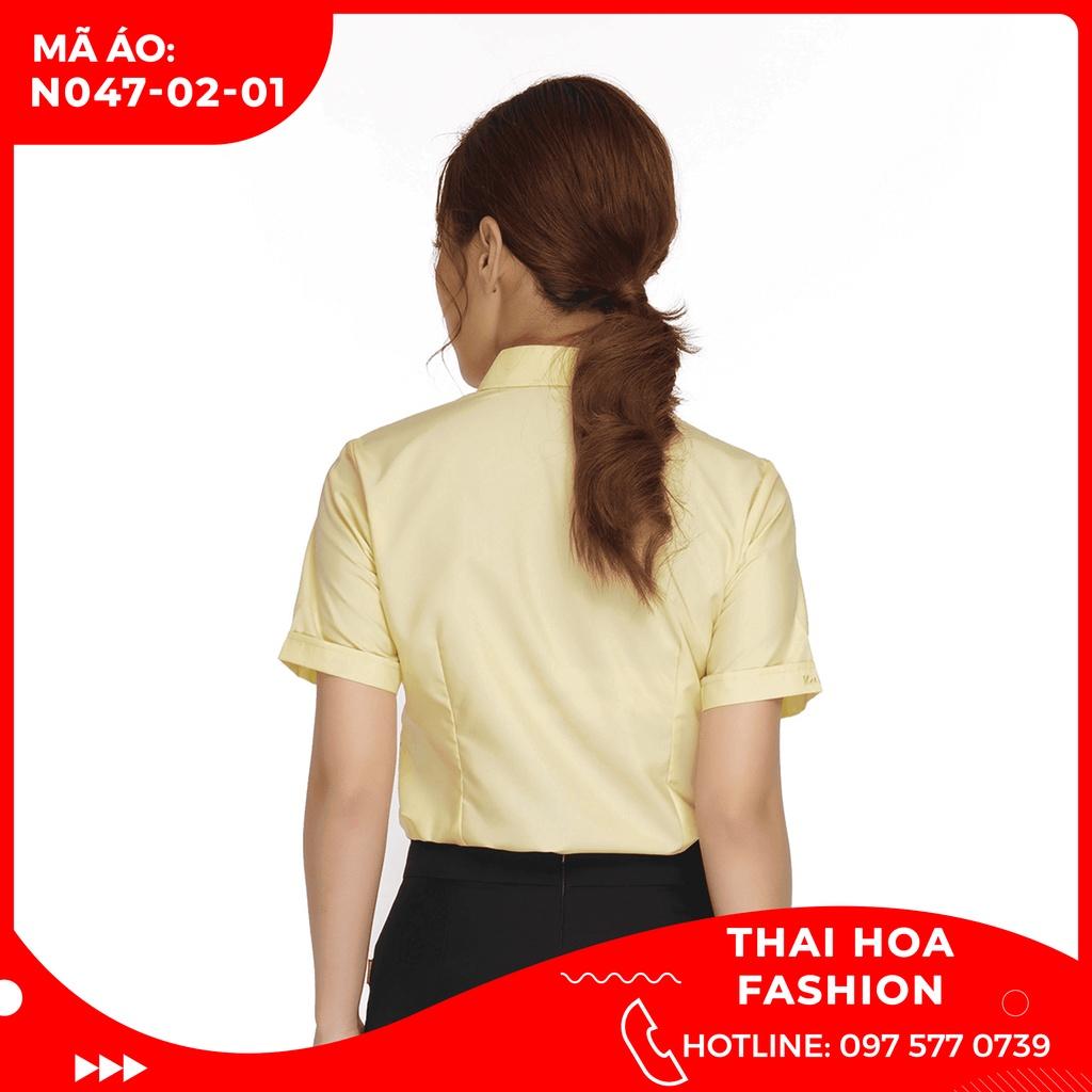 ÁO SƠ MI NỮ THÁI HÒA PHONG CÁCH CÔNG SỞ N047-02-01 MÀU VÀNG NGẮN TAY