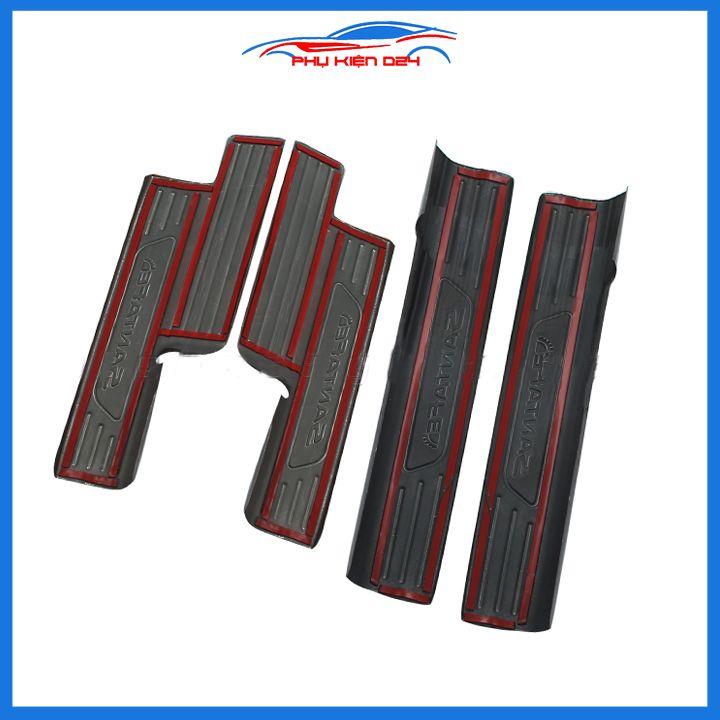 Bộ nẹp bước chân trong ngoài vân Cacbon xe Santafe 2019-2020 chống trầy làm đẹp ô tô