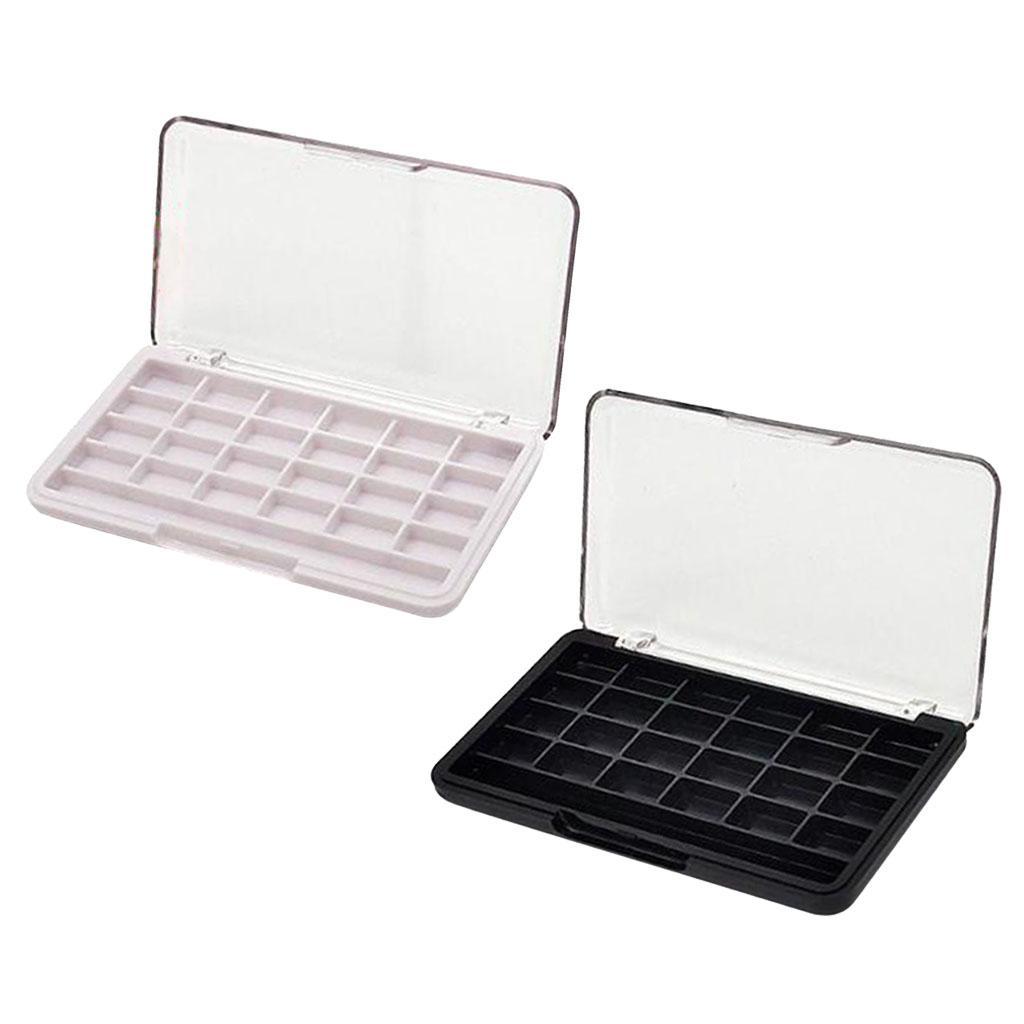 2Pcs 24 Grids Eyeshadow Palette Box Blush Powder Holder Case w/ Brush Slot