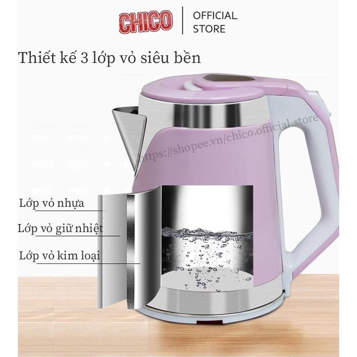 Ấm siêu tốc đun nước Misushita 2.5L công suất 1500W, Ấm đun siêu tốc 3 lớp cách nhiệt hàng chất lượng cao