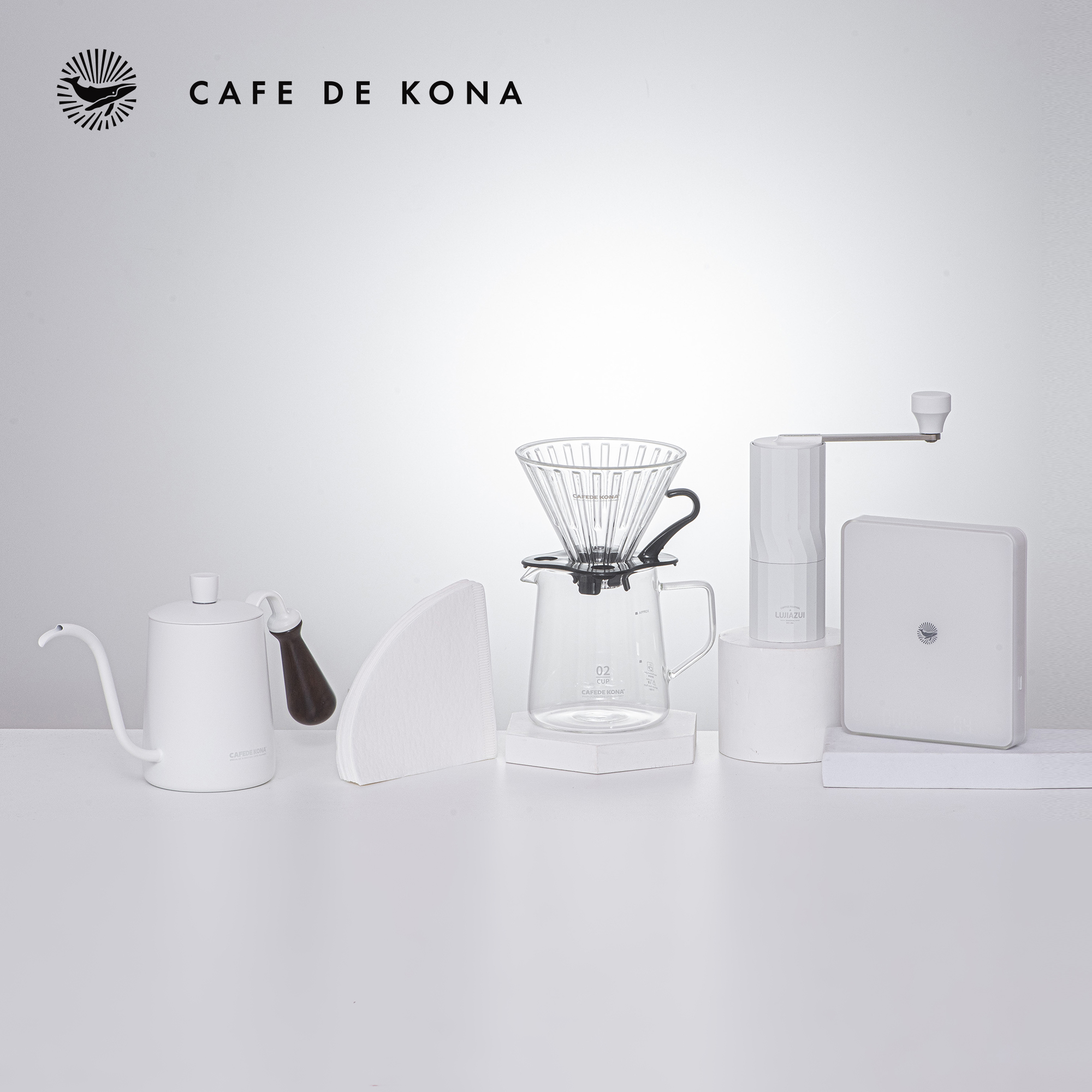 Combo Gift Set bộ pha cà phê V60 02 màu trắng đẳng cấp CAFE DE KONA