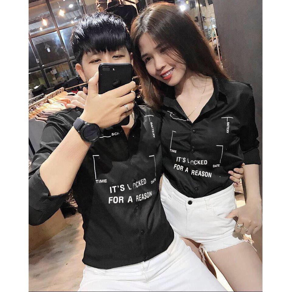 Áo sơ mi CẶP ĐÔI vải lụa nến