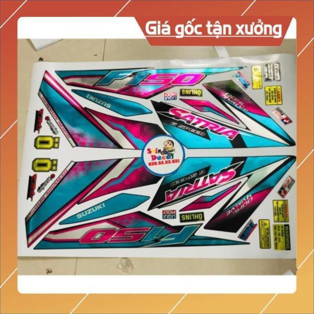 Tem rời Satria Fi hồng xanh đen Crom cao cấp