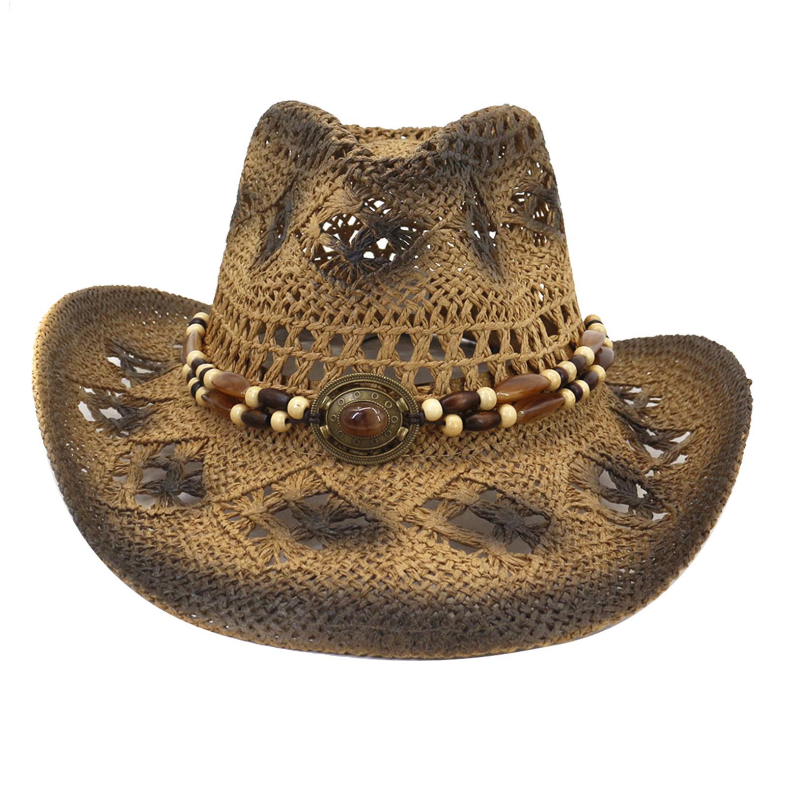 Straw Cowboy Sun Hat Summer Beach Hat for Hiking, Camping, Beach