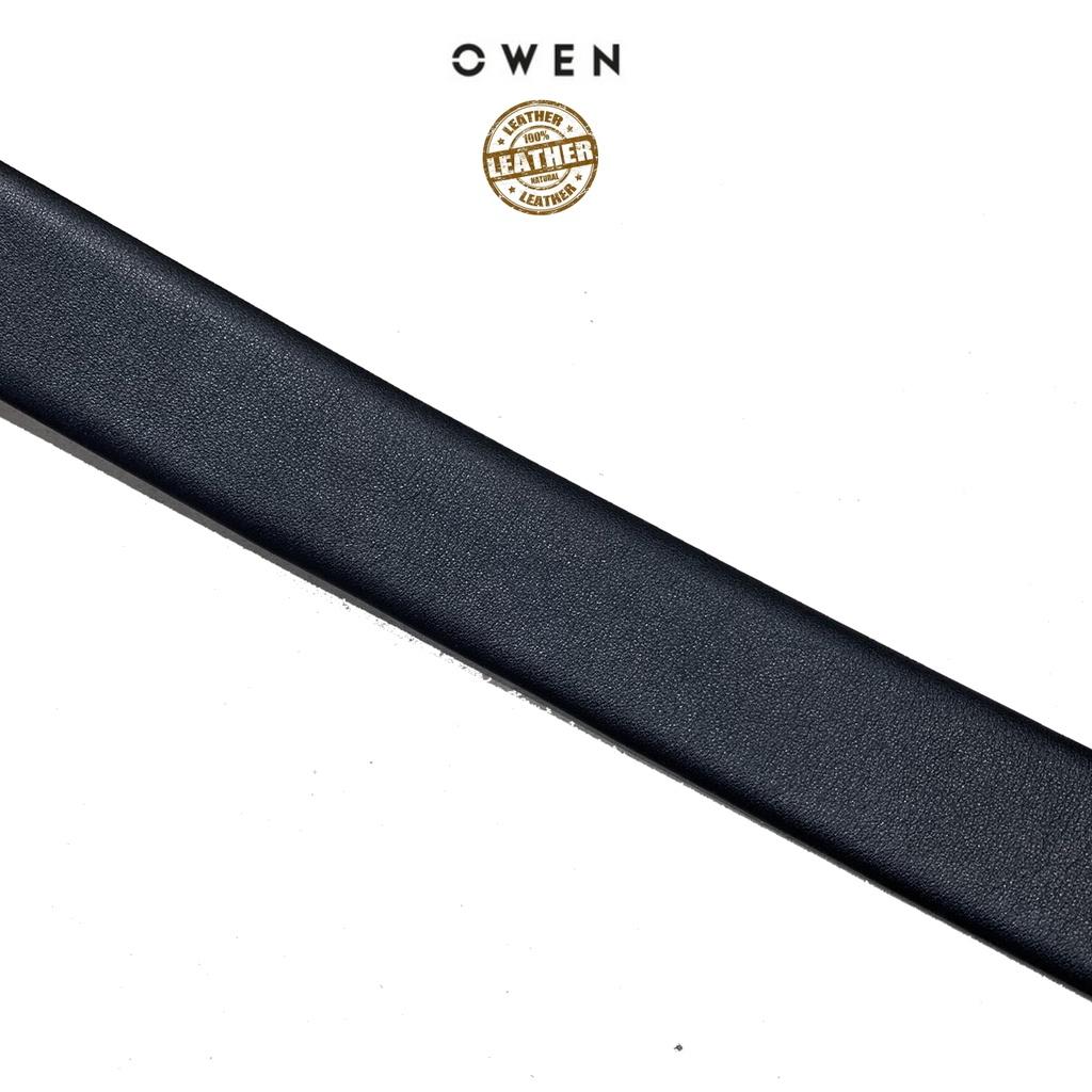 OWEN - Thắt lưng da Owen màu đen / mặt khóa trượt - 100% da bò thật