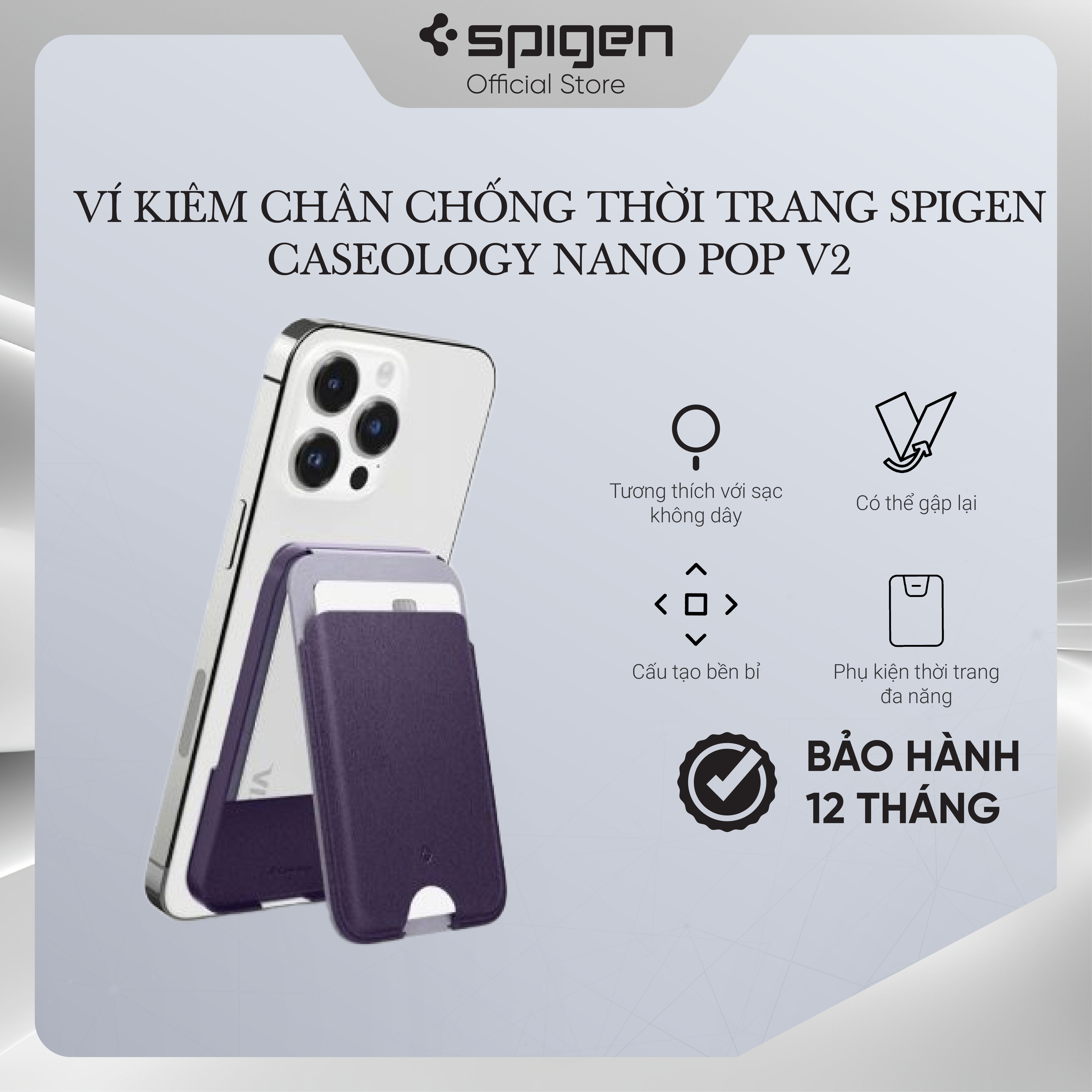 Ví kiêm chân chống thời trang Spigen Caseology Nano Pop V2 - Hãng chính hãng