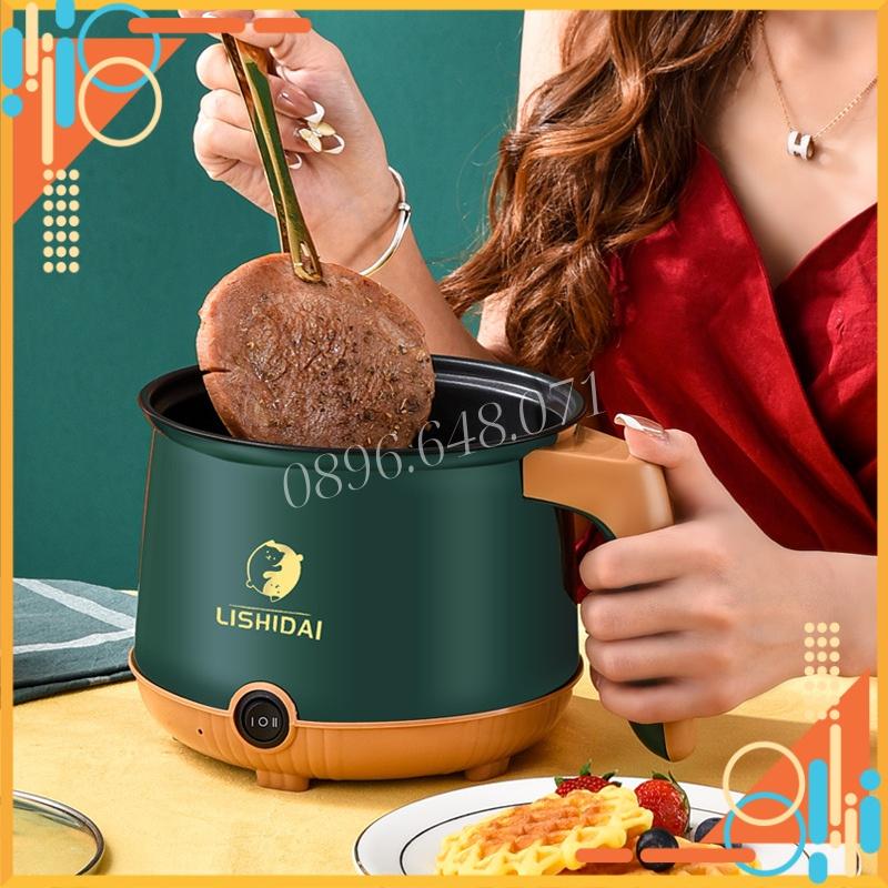 Nồi Lẩu Điện Mini 2 Tầng Chống Dính Tặng Khay Hấp , Ca Nấu Mì Mini Đa Năng