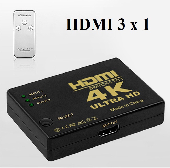 Bộ gộp HDMI Switch 3 vào 1 ra hỗ trợ 4K