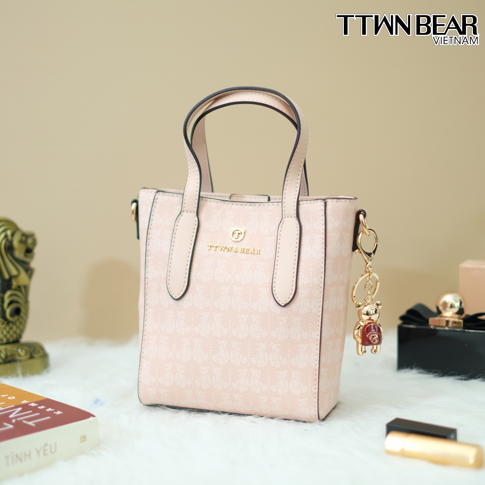 Túi tote TN3125/ TN3124 da thời trang công sở charm gấu TTWN BEAR