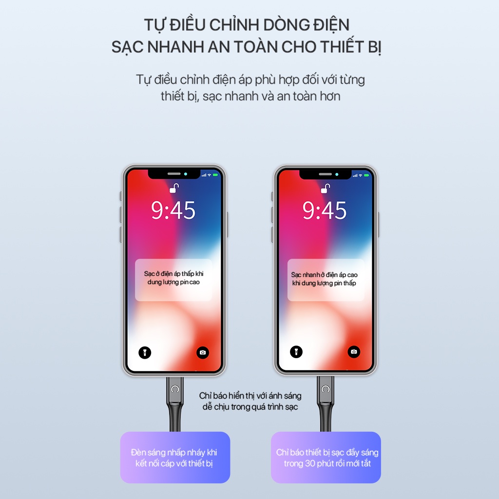 Cáp Sạc Nhanh Dành Cho Apple VIVAN VZL10 – Sạc và Truyền Dữ Liệu 2in1, Tự Động Ngắt, Chất Liệu Dây Dù, Nguồn Điện 2.4A - HÀNG CHÍNH HÃNG