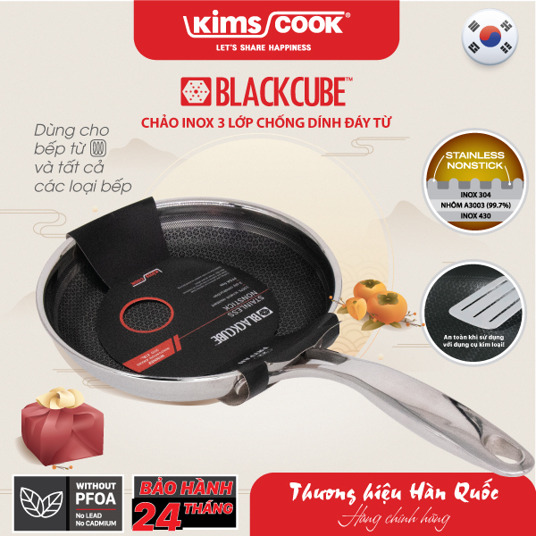 Chảo KIMS COOK Blackcube inox 3 lớp đáy từ chống dính 