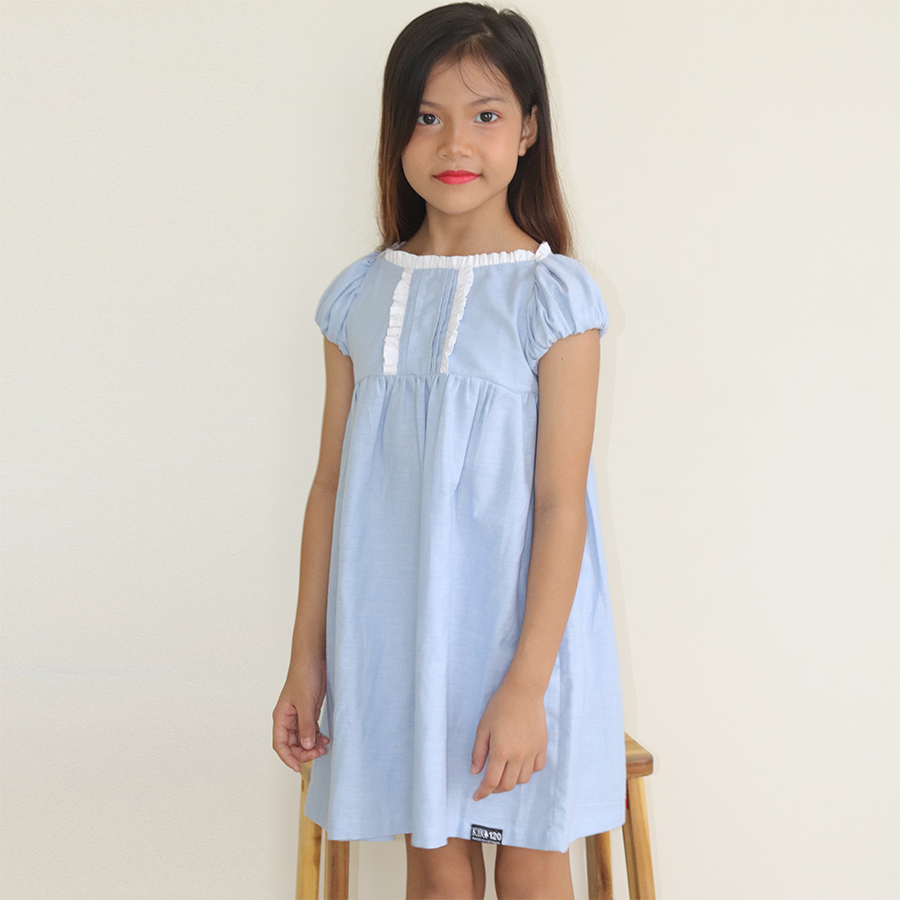 Đầm Bé Gái Kika Mầu Xanh Bèo Cổ Thuyền K127 - Size 120