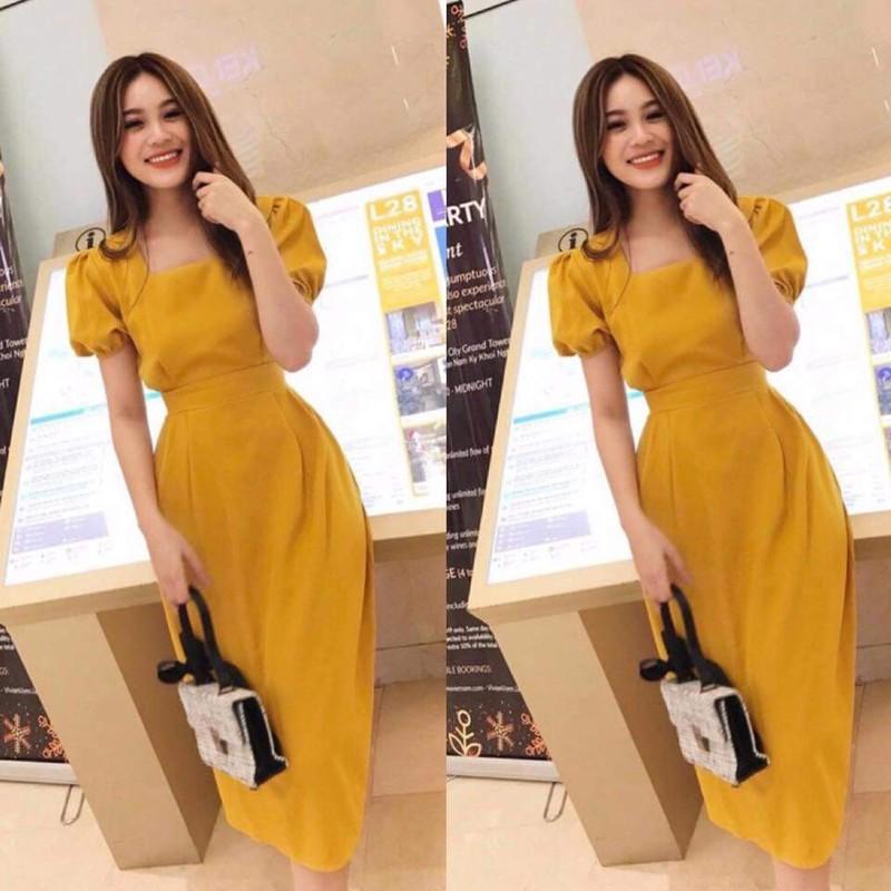 ĐẦM CỔ VUÔNG TAY PHỒNG