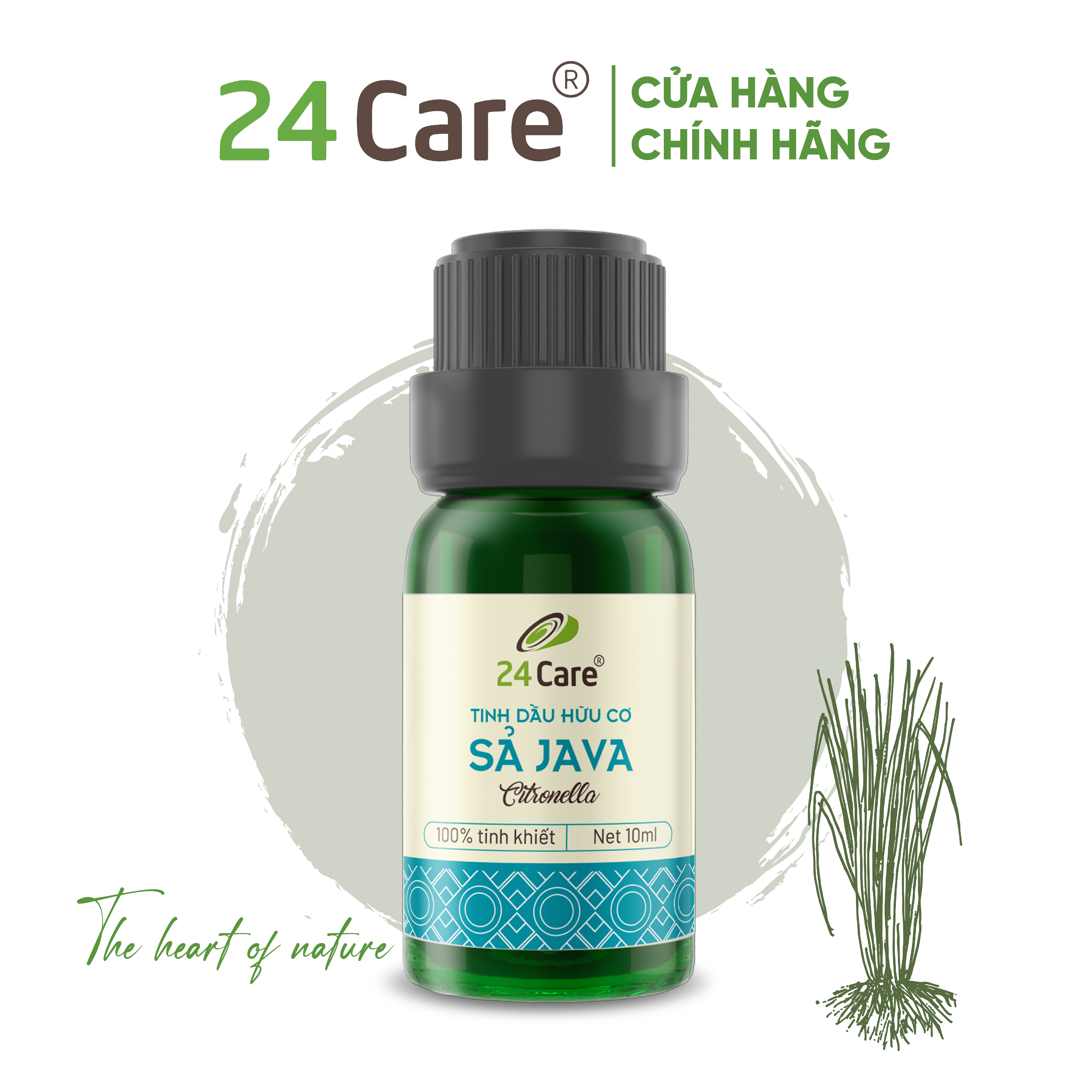 Tinh Dầu Sả Chanh Nguyên Chất 24Care 10ml - Tinh Dầu Xông Thơm Phòng Thư Giãn, Đuổi Muỗi, Khử Mùi - Tinh dầu Bạc Hà/ Cam Ngọt/ Oải hương/ Ngọc Lan Tây/ Tràm Trà/ Bưởi Ngọt/ Vỏ Quế