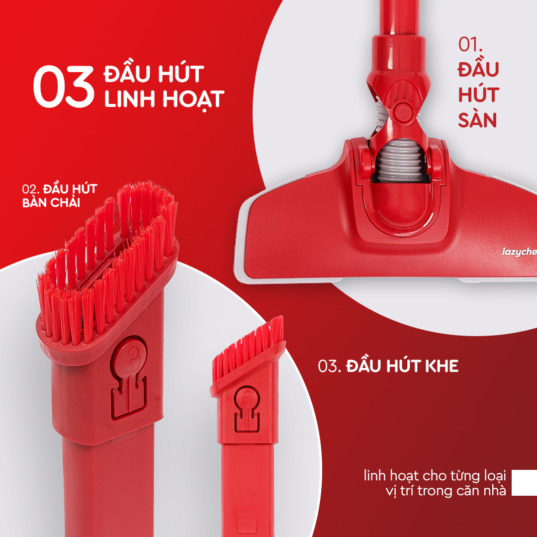 Máy Hút Bụi Cầm Tay 3S Lazychef Thế Hệ Mới, Lực Hút Mạnh - 2 Đầu Hút Chuyên Dụng - Mini Siêu Gọn Nhẹ 1.1kg - 3 Chi Tiết - Hàng chính hãng