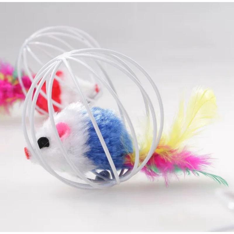 Bóng chuột, bóng sắt sơn tĩnh điện lồng chuột cho mèo chơi, đường kính 6cm