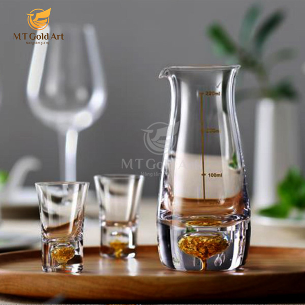 Bộ Ly Pha Lê dát vàng MT Gold Art- Hàng chính hãng, trang trí nhà cửa, phòng làm việc, quà tặng sếp, đối tác, khách hàng, tân gia, khai trương