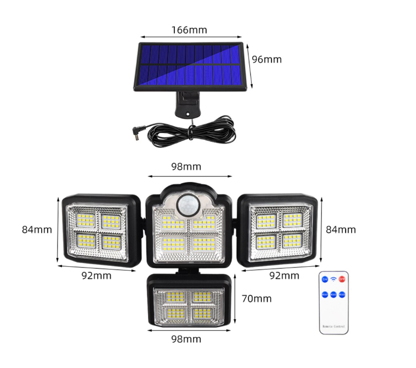 Đèn LED năng lượng mặt trời cảm biến chuyển động Outdoor Solar Lights 4 Head Motion Sensor