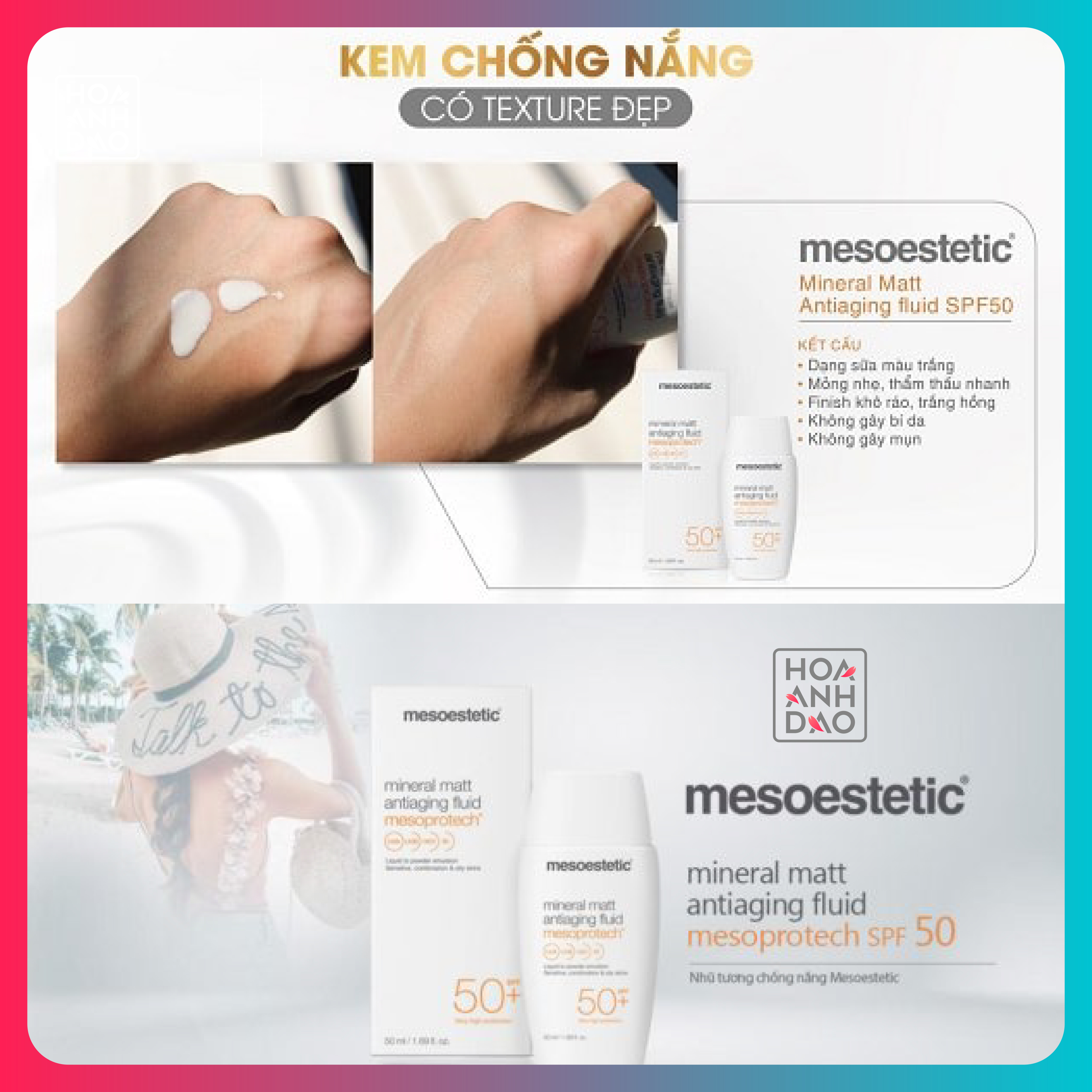 Nhũ tương chống nắng Mesoestetic Mesoprotech Mineral Matt SPF50