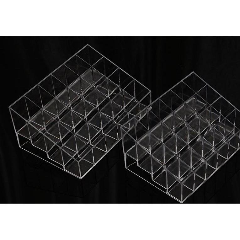 Khay đựng son 24 ô đựng đồ trang điểm nhựa cứng trong suốt sạch sẽ dễ tìm