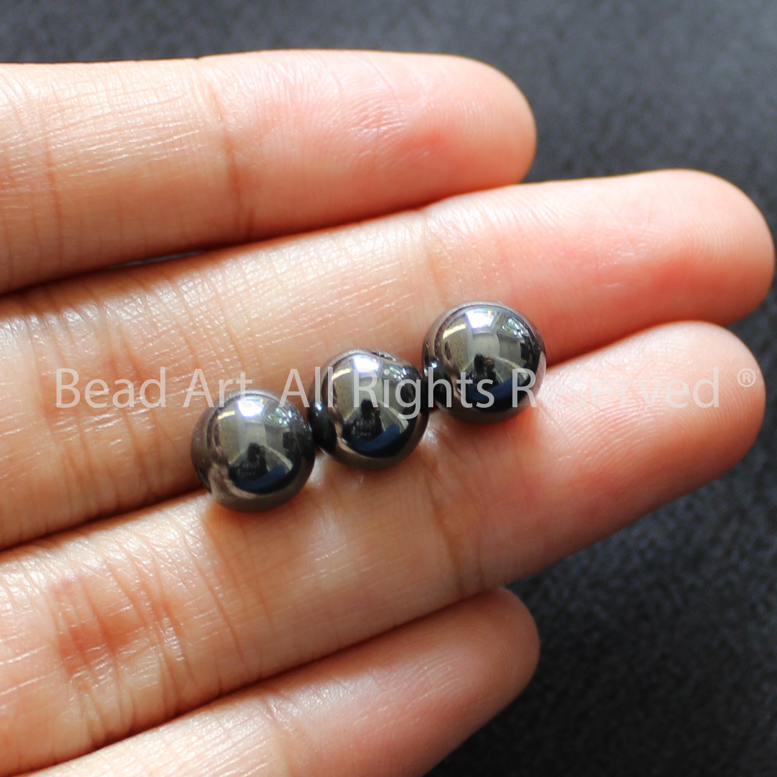 [1 Hạt/3 Hạt] Đá Hematite Đen Tự Nhiên 8MM, Mệnh Thủy, Mộc, Phối Vòng Tay Phong Thuỷ, Chuỗi Hạt - Bead Art