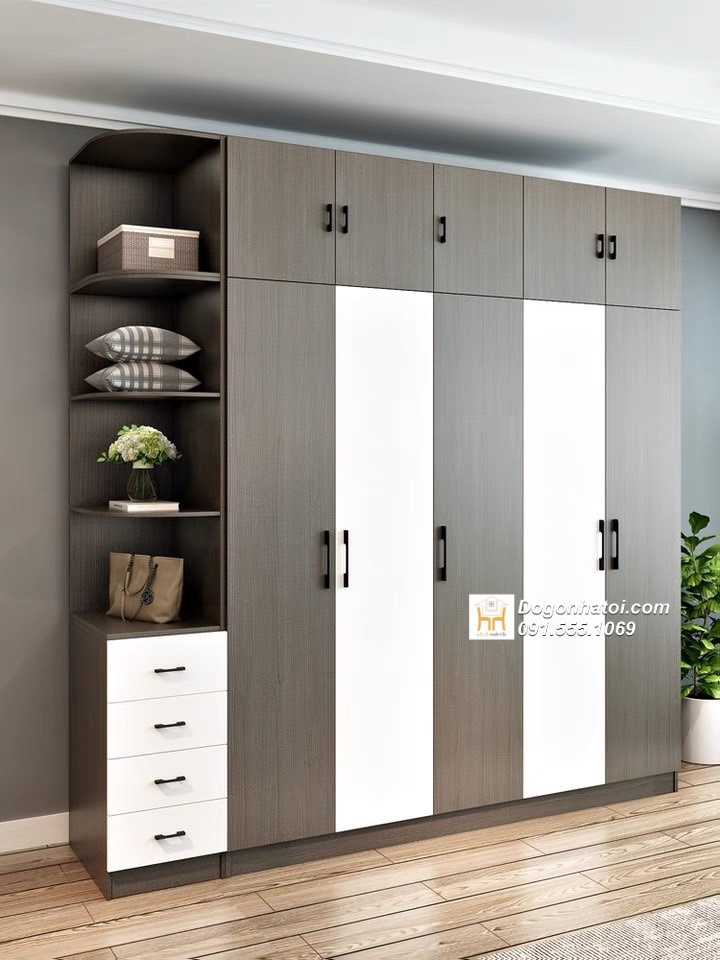 Tủ quần áo gỗ công nghiệp 5 cánh C2m4 x D2m4 - TA250
