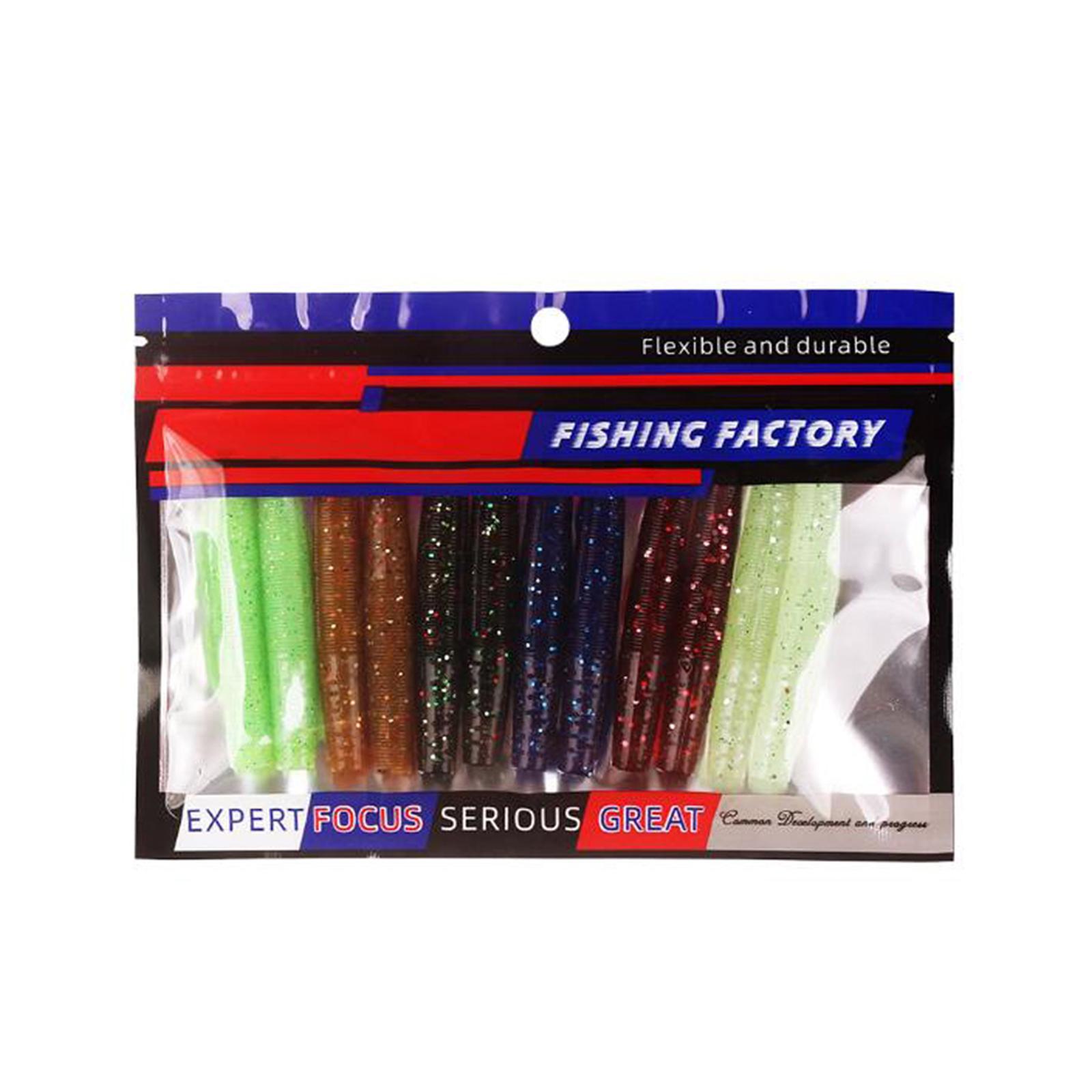 12x Worm Fishing Lures Portable Fishing Baits Set for Salmon Panfish Sunfish