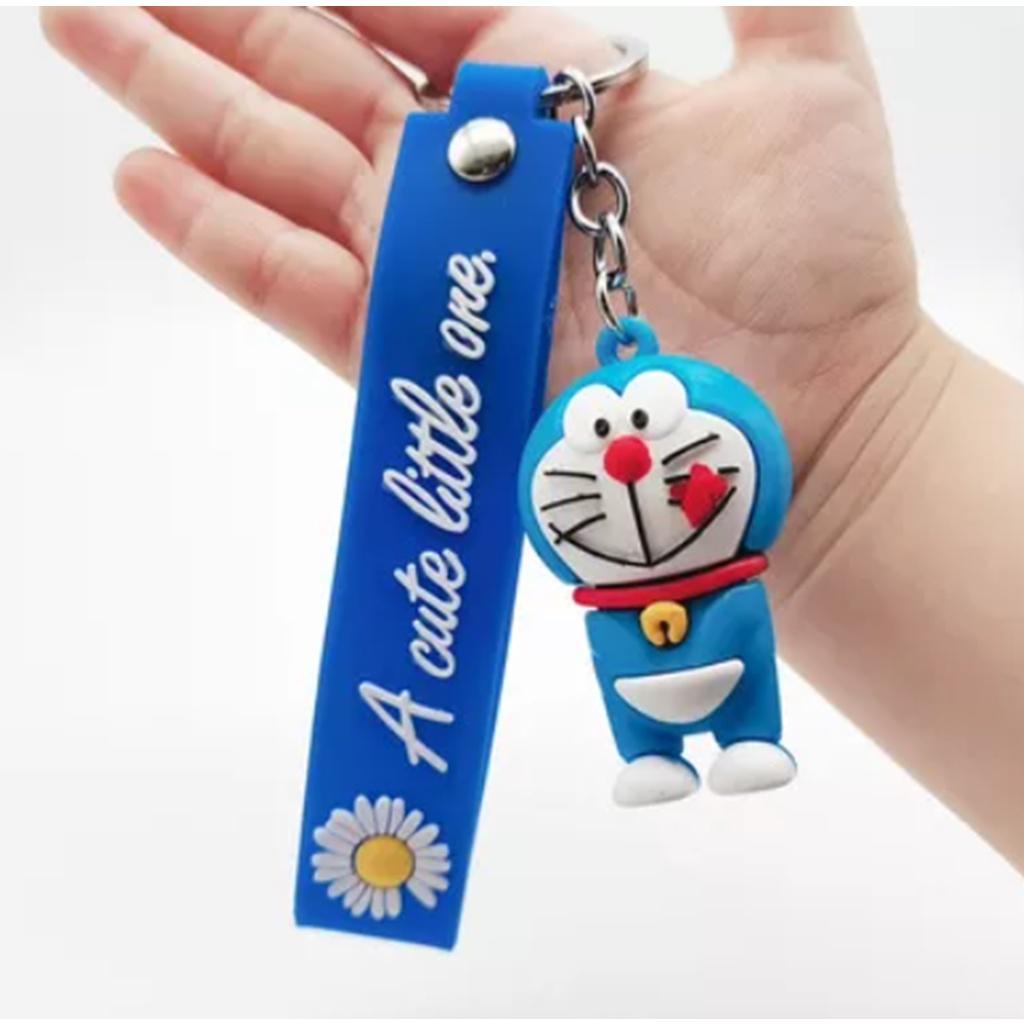 Móc Khóa chú Mèo Máy Doraemon màu xanh với phao màu hồng họat hình Anime dễ thương loại nhỏ