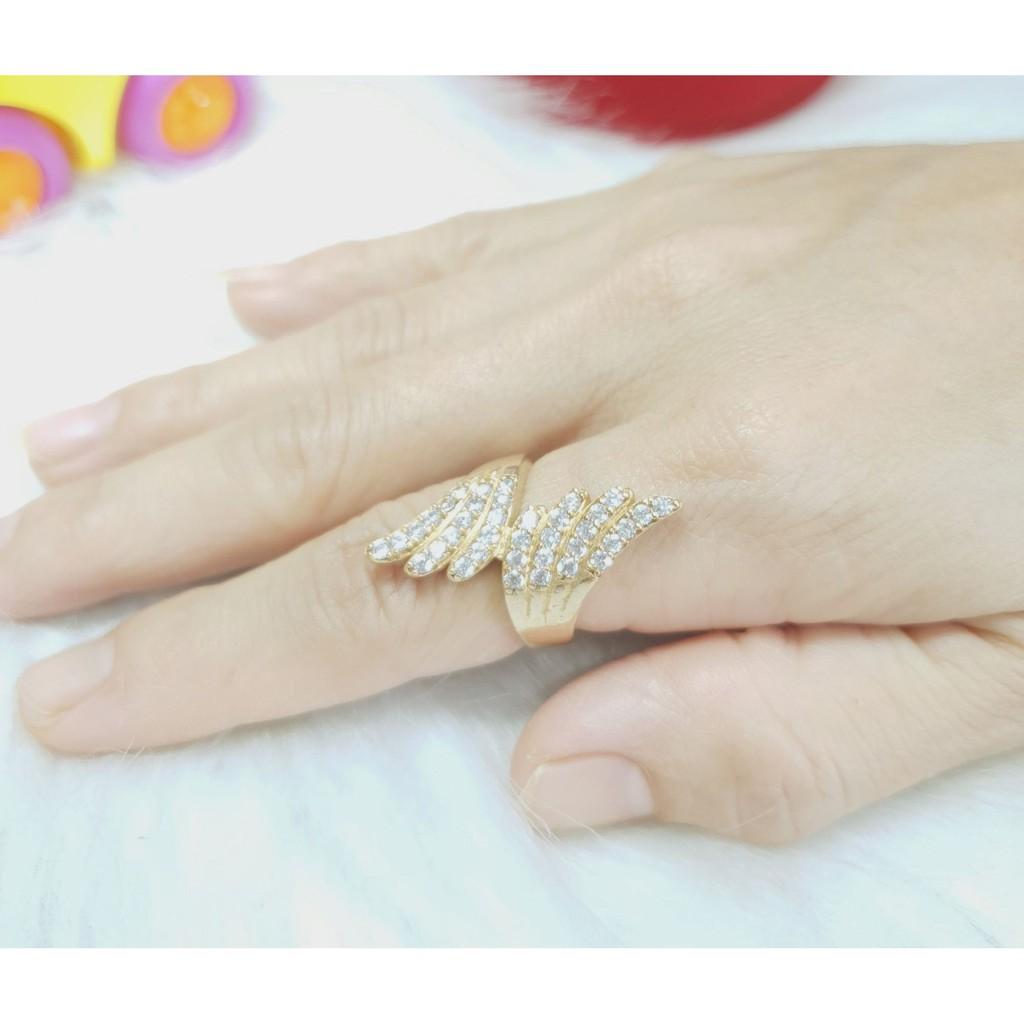 Nhẫn Nữ Đôi Cánh Đính Xoàn Vonfram Cao Cấp- Dùng vĩnh viễn tắm rửa không phai