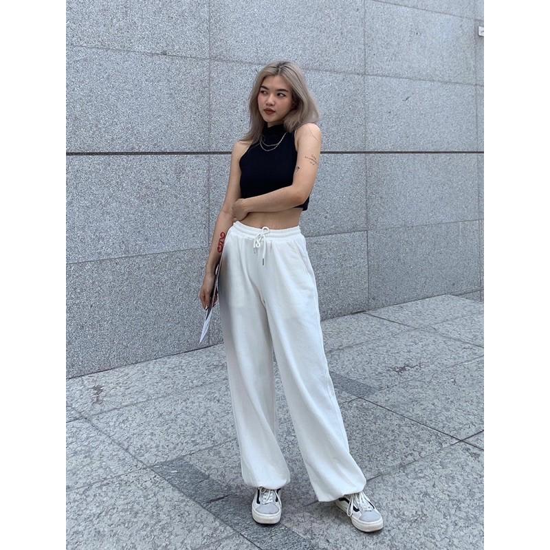 Quần sweatpants đen trắng basic Caroline Pants Lnd