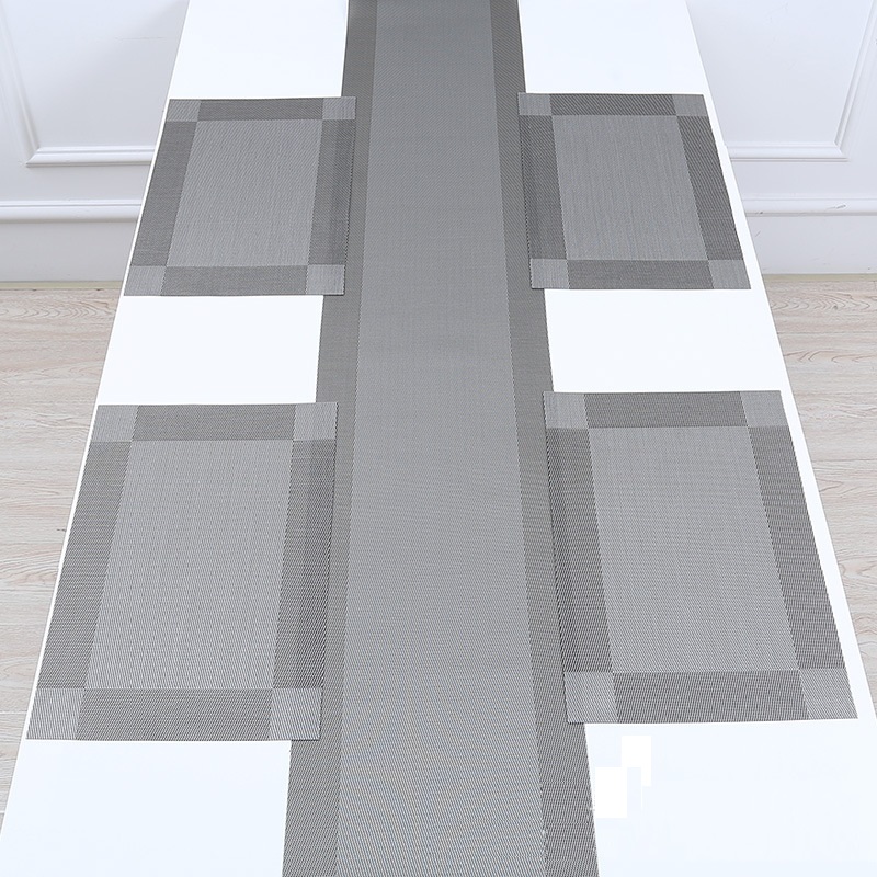 Table runner cao cấp không thấm nước màu ghi phong cách Vintage BAMBOO 7148G