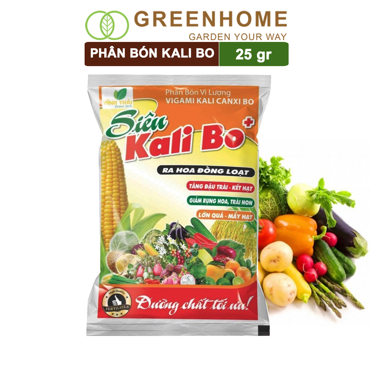 Phân bón Kali bo, gói 25g, kích thích ra hoa, quả to, chắc ruột, tăng độ ngọt | Greenhome